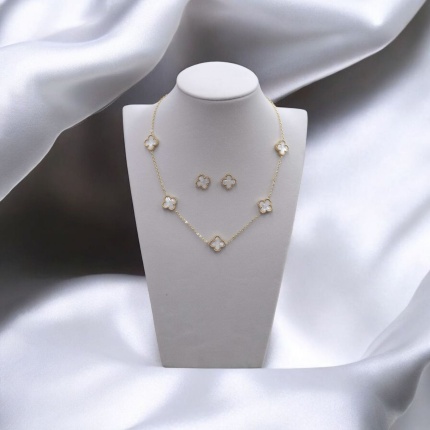 Komplet čelik djetelina ogrlica i naušnice 2