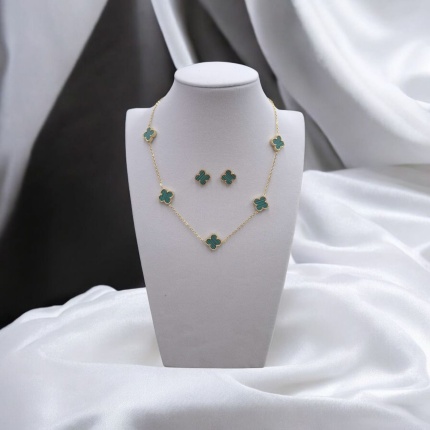 Komplet čelik djetelina ogrlica i naušnice 3